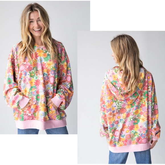 NATURAL LIFE Tops - NATURAL LIFE NWT Floral Print Oversized Hoodie S/M